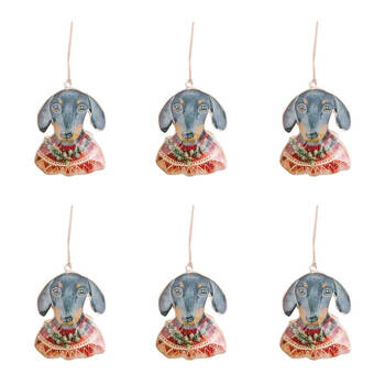 6PK Urban Christmas Dog Wearing Jumper Hanging Decoration 11cm Red/White