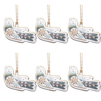 6PK Urban Decorative Flying Bird Hanging Decoration 10cm Pink/Sage Assorted