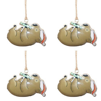 4PK Urban Renee Treml Animals Hanging Decoration 10cm Grey/Brown Assorted