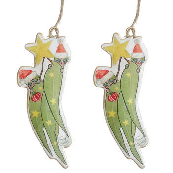 2PK Urban May Gibbs Gumnut Babies Leaves Metal Decor 13cm Red/Green Asstd