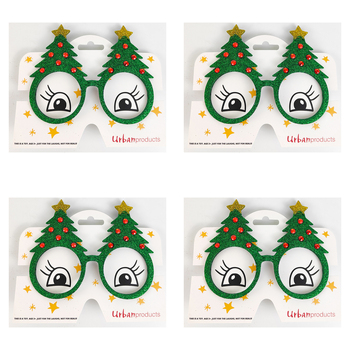 4x Urban 15cm Plastic/Metal Tree Eye Glasses Christmas Costume Kids 3y+ Green