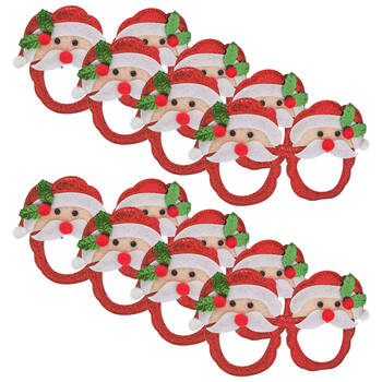 8PK Urban Santa Claus Festive Christmas Novelty Eye Glasses 15cm Red