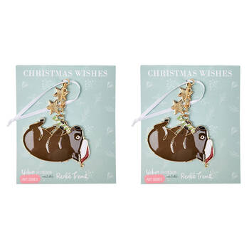 2PK Urban Renee Treml Wombat Hanging Christmas Decoration 7cm Brown