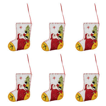 6PK Urban Reindeer/Santa on Stockings Hanging Decoration 11cm Red/White Assorted