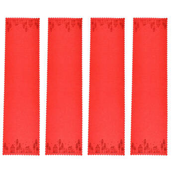 4PK Urban Felt Christmas Scene Festive Long Table Runner 115cm Red