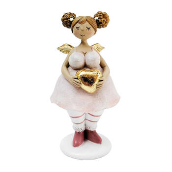 Urban Curvy Angel Holding Heart Standing Decoration 17cm Pink