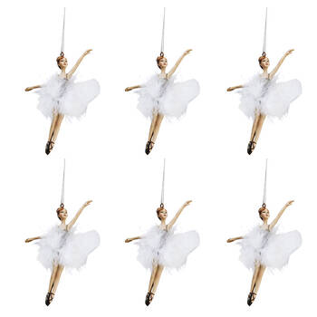 6PK Urban Dancing Ballerinas Hanging Decoration 13cm White Assorted