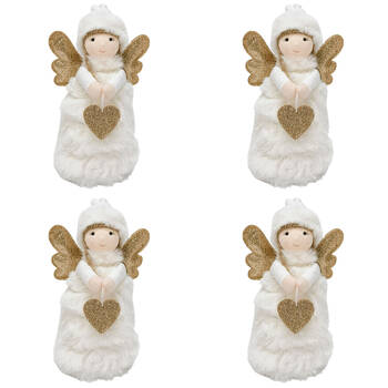 4PK Urban Rosie Girl Standing Christmas Decoration 19cm White/Gold