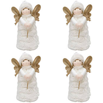 4PK Urban Rosie Girl Standing Christmas Decoration 25cm White/Gold