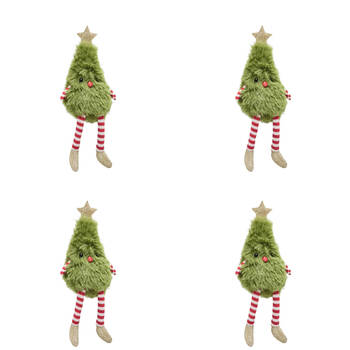 4PK Urban Fluffy Fabric Christmas Tree Hanging Decoration 20cm Green