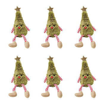 6PK Urban Fluffy Christmas Tree Sitting Decoration Ornament 28cm Green
