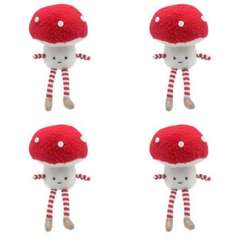4PK Urban Fluffy Toadstool Hanging Christmas Decoration 17cm Red/White