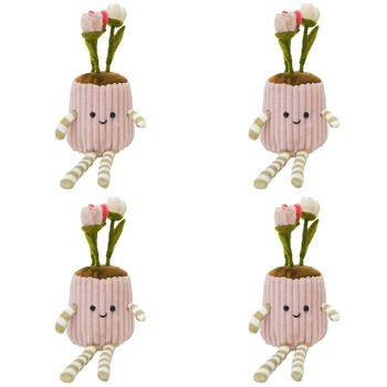 4PK Urban Fabric Flower Pot Sitting Decorations 21cm White/Pink Assorted