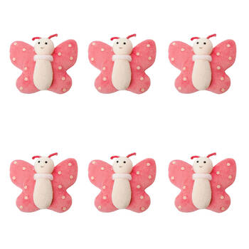 6PK Urban Fabric Butterflies Hanging Christmas Decoration 10cm Pink Assorted
