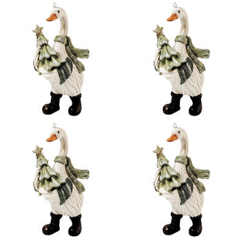 4PK Urban Christmas Goose Hanging Decoration 11cm White/Sage Assorted