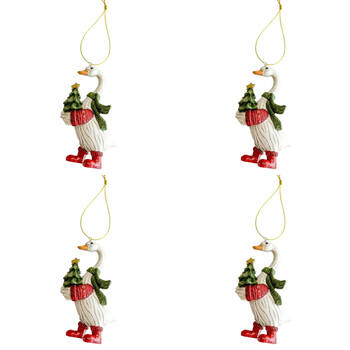 4PK Urban Christmas Goose Hanging Decoration 11cm Red/White Assorted