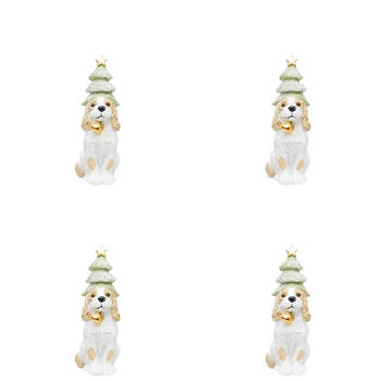 4PK Urban Dogs with Tree Resin Hanging Decoration 9cm Natural/Sage Assorted