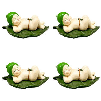 4PK Urban May Gibbs Sleeping Babies Resin Decoration 8cm Green/Natural Assorted