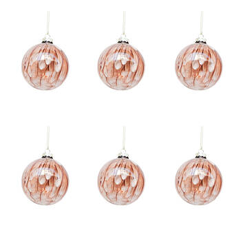 6PK Urban Speckle Glass Bauble Hanging Decoration 8cm Dusty Pink Assorted