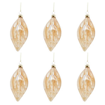 6PK Urban Speckle Glass Bauble Hanging Decoration 8cm Gold Assorted