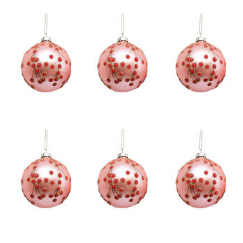 6PK Urban Cherry Blossom Bauble Hanging Decoration 8cm Pink Assorted