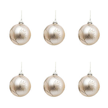 6PK Urban Blossom Baubles Hanging Decoration 8cm Champagne Assorted