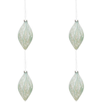 4PK Urban Sea Foam Teardrop Onion Hanging Christmas Decor 8cm Green Assorted