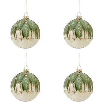 4PK Urban Australian Botanical Baubles Hanging Decoration 8cm Gold Assorted