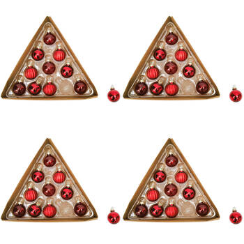 4x 11pc Urban Glass Baubles Christmas Decoration Box Set 3cm Red