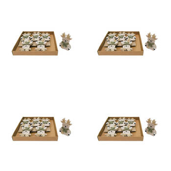 4x 6pc Urban Felt Reindeer with Scarf Pegs Christmas Decoration Bisque