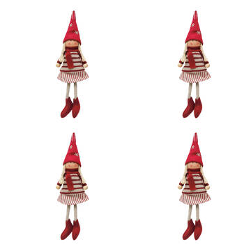 4PK Urban Boy/Girl Hanging Christmas Decoration 15cm Grey/Red Assorted