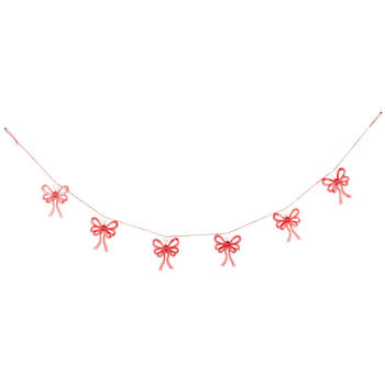 Urban Bow Hanging Garland Indoor Christmas Decoration 10cm Red