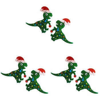 3x 2pc Urban Pop Christmas Dinosaur Festive Earrings Set Green/Red