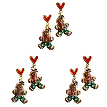 3x 2pc Urban Gingerbread Suit Festive Earrings Jewellery Set Green
