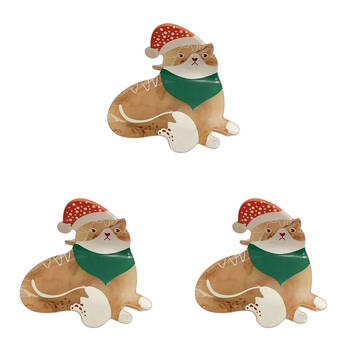 3PK Urban Acrylic Christmas Cat Claw Clip Women's Hair Accessory Orange/Red