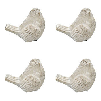 4PK Urban Ceramic Fable Bird Ornament Outdoor Garden Decor 13cm Bisque