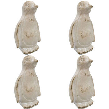 4PK Urban Ceramic Fable Penguin Ornament Outdoor Garden Decor 15cm Bisque