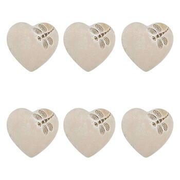 6PK Urban Ceramic Fable Dragonfly Heart Stone Outdoor Garden Decor 15cm Bisque