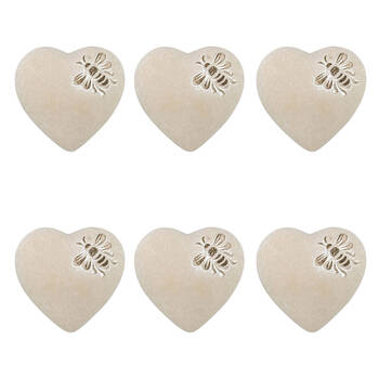 6PK Urban Ceramic Fable Bee Heart Stone Outdoor Garden Decor 15cm Bisque