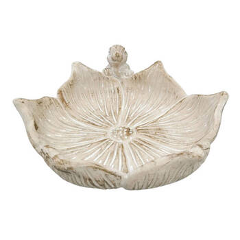 Urban Ceramic Fable Bunny Outdoor Garden Bird Bath Bowl 27x25cm Bisque