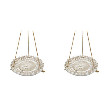 2PK Urban Ceramic Fable Bee Outdoor Garden Bird Feeder 20cm Bisque