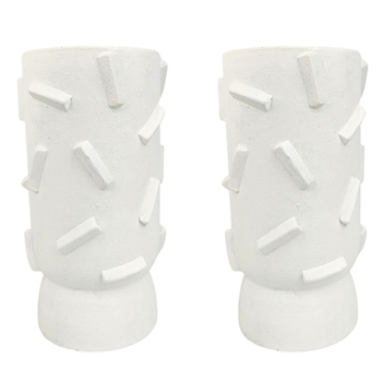2x Urban Felix 26cm Concrete Flower/Plant Vase Display Pot Large - White