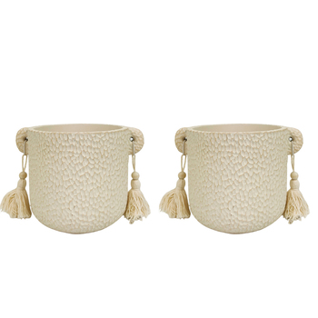 2x Urban Kinsley 13cm Concrete Planter Pot Small - Cream