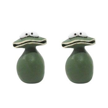 2PK Urban Concrete 11.5cm Frog Ornament Home Decor Small - Green
