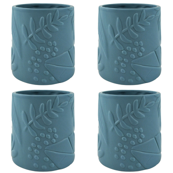 4x Urban Caprice Foliage 12cm Ceramic Planter Pot Small - Sky