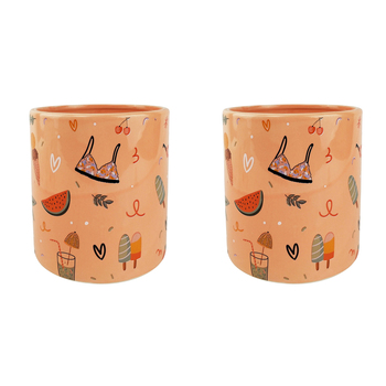 2x Urban Summer Fun 16cm Ceramic Planter Flower Pot - Medium