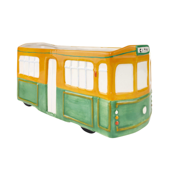 Urban 29cm Tram Ceramic Planter Garden Plant Pot - Green/Yellow