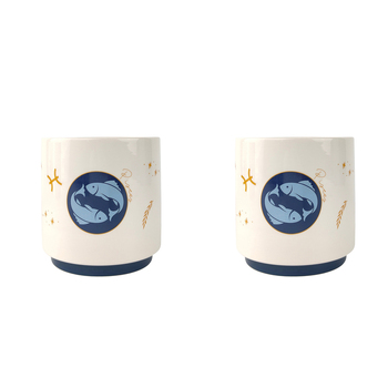 2x Urban Pisces Zodiac 13cm Ceramic Planter Pot Small - Blue