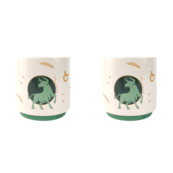 2x Urban Taurus Zodiac 13cm Ceramic Planter Pot Small - Green