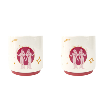 2x Urban Gemini Zodiac 13cm Ceramic Planter Pot Small - Purple